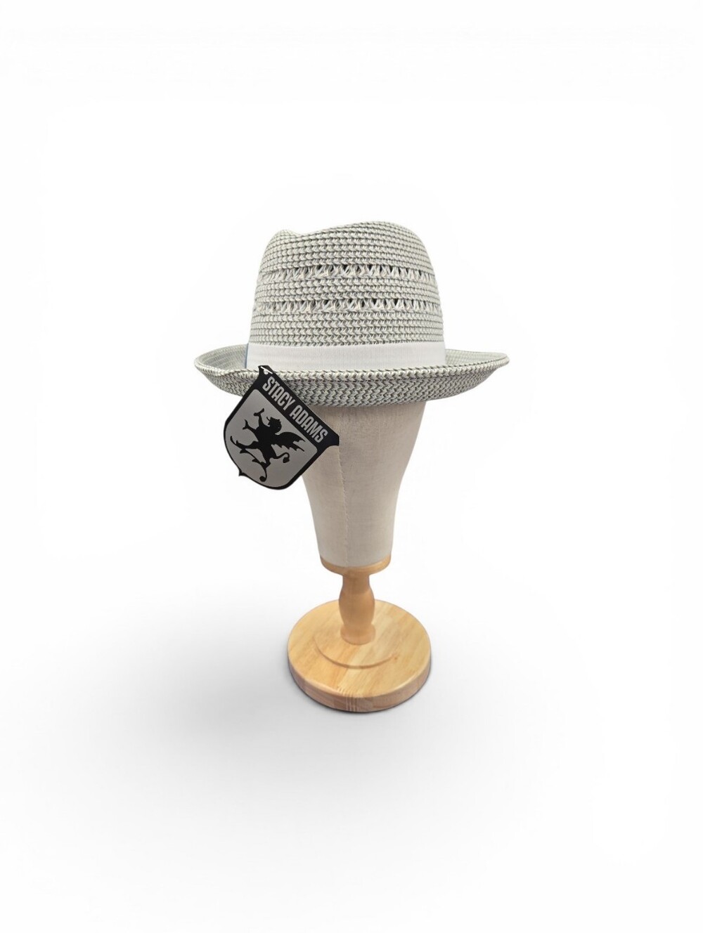 STACY ADAMS "ASHER" GREY PAPER BRAIDED STRAW FEDORA STYLE HAT. 11817 - Picture 4 of 7